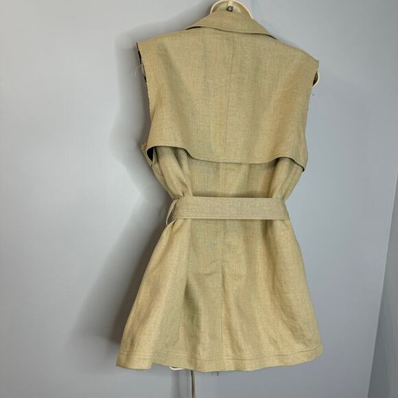 Theory Women's Katara Linen Vest Belted Sleeveless Flax Safari Natural Women's L - Picture 11 of 14